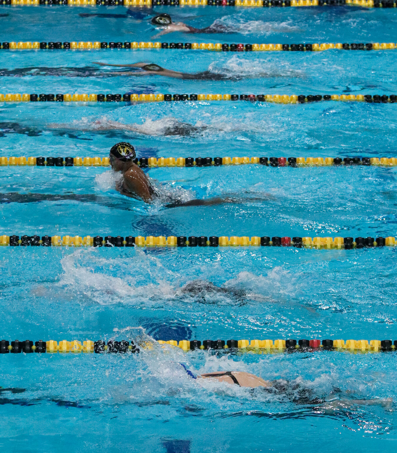 Katrina Brathwaite of the University of Missouri comes up for air